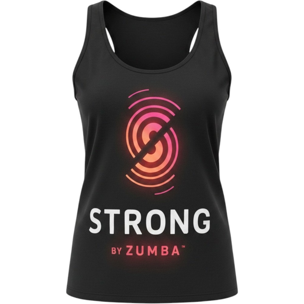 Strong by Zumba Instructor Tank Top Black Neon Graphic Racerback XL workout gym